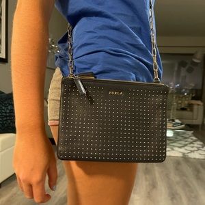 Navy blue rockstud furla crossbody